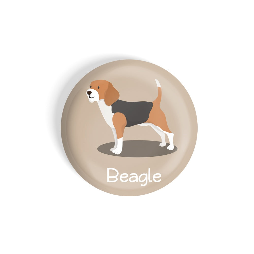 dhcrafts Round Fridge Magnet Brown Color Beagle Pet Dog Glossy Finish Design Pack of 1 (75 mm)